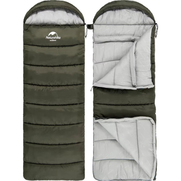 Спальник з капюшоном Naturehike U250S NH20MSD07, (0°C), правий, темно-зелений