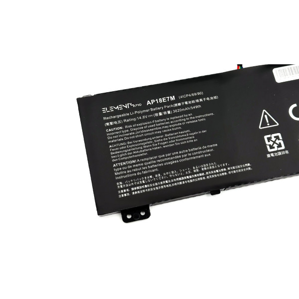 Батарея Elements PRO для Acer Aspire 7 A715-74 Nitro 5 AN515-43 AN517-52 7 AN715-51 Predator Helios 300 PH315-52 Triton 300 PT315-51 14.8V 3620mAh (AP18E7M-4S1P-3600)