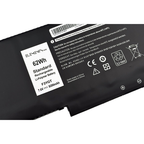 Батарея Elements MAX для Dell Latitude 7280 7290 7380 7390 7480 7490 7.6V 8200mah 62Wh (F3YGT-2S2P-8200)