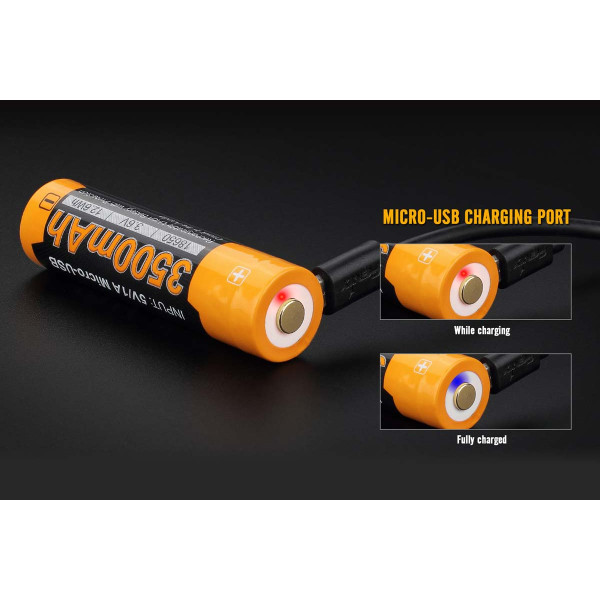 Акумулятор 18650 Fenix (3500 mAh) micro usb зарядка