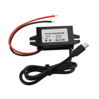 Перетворювач напруги 12В–5В 3А MicroUSB для авто, прихована проводка реєстратора та електронних пристроїв