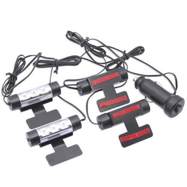 Декоративне LED підсвічування салону авто синє 4х3, світлодіодне освітлення для інтерєру автомобіля 12В