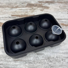 Форма силіконова для льоду Ice Ball 6 куль діаметром 4.5см, подвійна форма для віскі й коктейлів, з лійкою