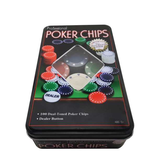 Набір фішок для покеру 100шт з номіналом та фішкою дилера в металевій коробці для гри вдома