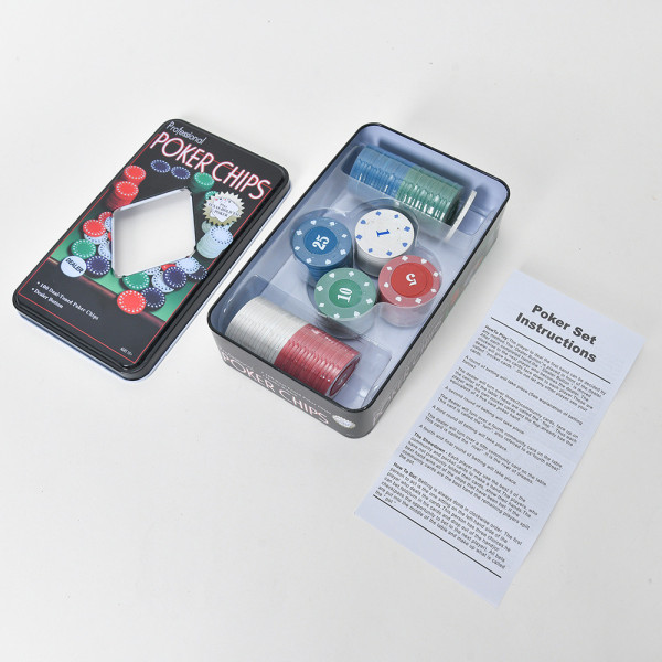 Набір фішок для покеру 100шт з номіналом та фішкою дилера в металевій коробці для гри вдома