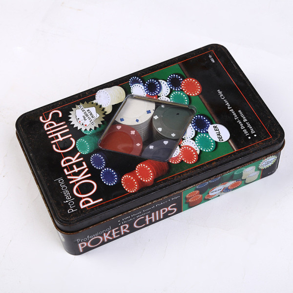 Набір фішок для покеру 100шт з номіналом та фішкою дилера в металевій коробці для гри вдома