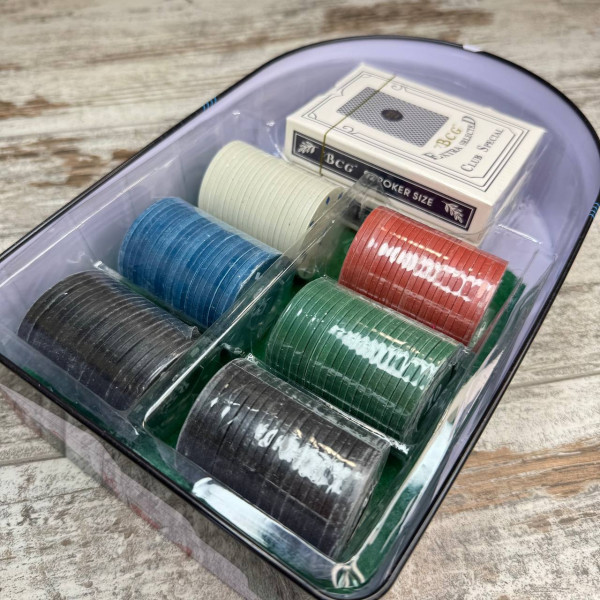 Набір для покеру: 2 колоди, 120 фішок з номіналом, сукно, металева коробка