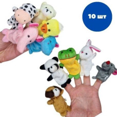 М’які іграшки на палець 10 шт, тварини для лялькового театру, пальчиковий набір