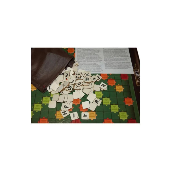 Настільна гра Ерудит 2в1 УКР+РУС, 110 дерев’яних фішок, Scrabble для всієї родини