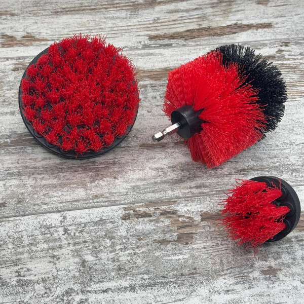 Набір щіток-насадок 3 шт для дриля та шуруповерта, нейлонові щітки для авто, кухні й ванної