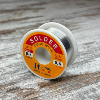 Припій ПОС-63 з флюсом, дріт 0.6 мм, котушка 100 г, JINHU для пайки