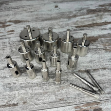 Набір алмазних коронок-свердл 15 шт (6–50 мм) для скла, кахлю та кераміки