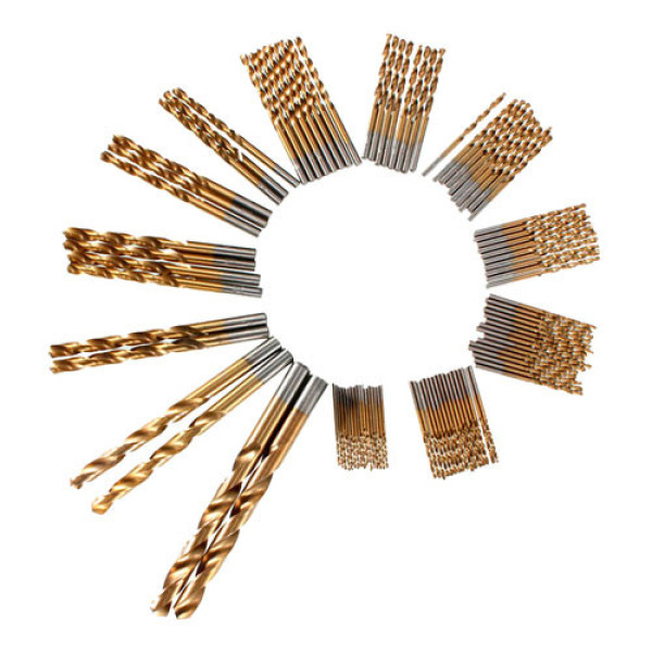 Набір свердел 99 шт спіральні HSS з титановим покриттям, 1.5–10 мм, для дерева, пластику, алюмінію