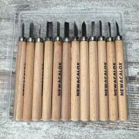 Набір стамесок по дереву 12 шт, сталь + дерево, для різьблення та столярних робіт