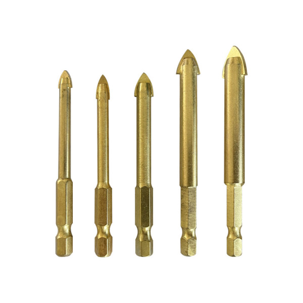 Набір коп’євидних свердел по склу та плитці 5 шт, 3–10 мм, карбід вольфраму, титанове покриття