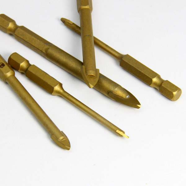 Набір коп’євидних свердел по склу та плитці 5 шт, 3–10 мм, карбід вольфраму, титанове покриття