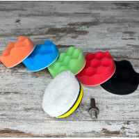 Набір полірувальних насадок 6шт та диск 7.5см для шліфування авто дрилем