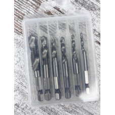 Набір свердел-мітчиків 6 шт M3–M10, HSS сталь, hex 6.35 мм, для свердління й нарізання різьби