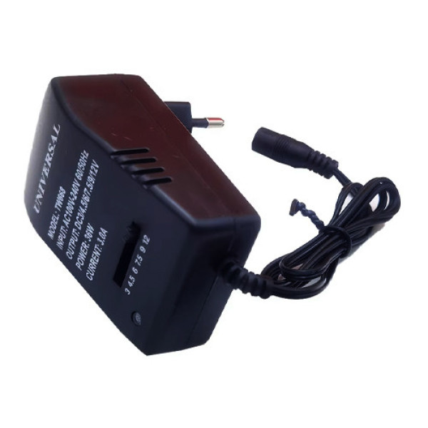 Блок живлення універсальний TW668, 3–12В, 30Вт, із 6 змінними штекерами, адаптер для зарядки