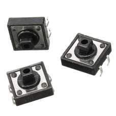 Кнопка тактова мікрик 12x12x7.3мм, 4 контакти DIP, набір 100шт, радіодеталі