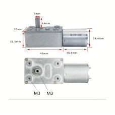 Мотор-редуктор JGY-370, 12 В, черв’ячний привід 62 об/хв, металевий корпус і сталеві шестерні