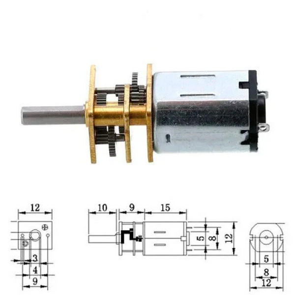 Мотор-редуктор 12GAN20 6В з планетарним редуктором, мікродвигун 30 об/хв для DIY, автоматики та робототехніки
