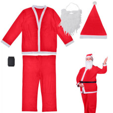 Карнавальний костюм Санта Клауса Санти Діда Мороза зі штучного оксамиту з бородою