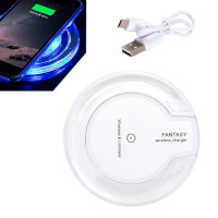 Бездротовий зарядний пристрій білий Qi 5Вт, прозорий з LED-підсвіткою