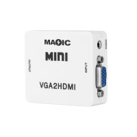 Конвертер VGA у HDMI з аудіо, відео 1080p, чорний, адаптер для підключення ПК до телевізора та монітора