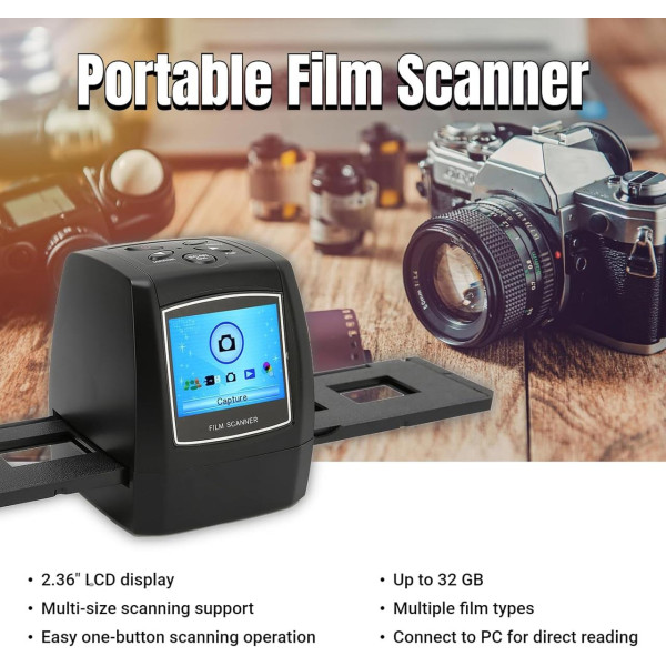Сканер для фотоплівки та слайдів 35 мм 135, цифровий слайд-сканер з РК дисплеєм