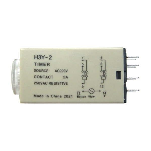 Реле часу H3Y-2 0-60 хв 220В 5А з колодкою PYF08A для монтажу на DIN-рейку