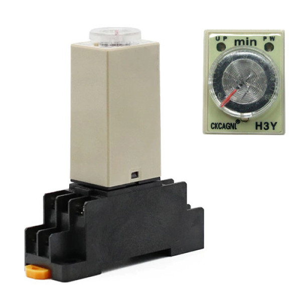 Реле часу H3Y-2 0-60 хв 220В 5А з колодкою PYF08A для монтажу на DIN-рейку