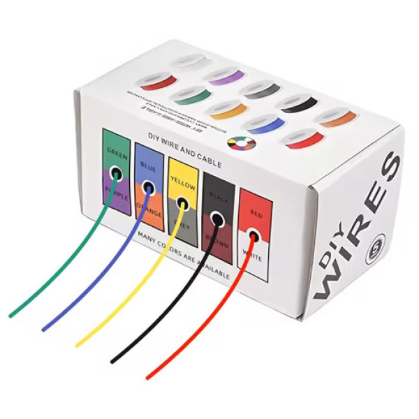 Набір дротів в силіконовому обплетенні 1жила 30AWG 5кольорів по 20м луджена мідь