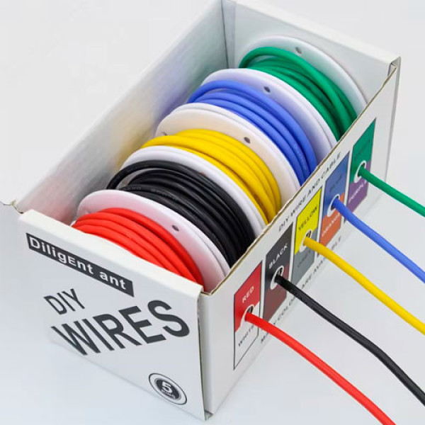 Набір дротів в силіконовому обплетенні 1жила 30AWG 5кольорів по 20м луджена мідь