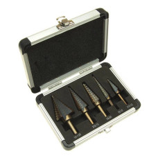 Набір ступінчастих свердел 5шт, 3.2-34.9мм, спіральні, 3-гранні, сталь HSS