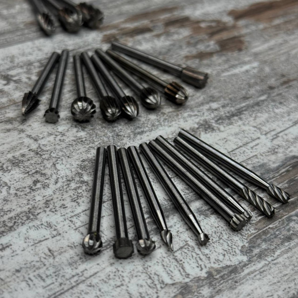 Набір борфрез по дереву 20шт HSS сталь, хвостовик 3мм для гравера та міні дрилі