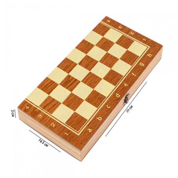 Настільна гра 3в1 шахи, шашки, нарди, 29х29см, дерево