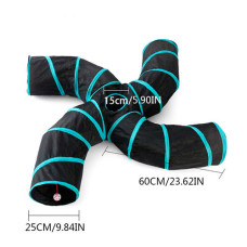 Тонель для кішок складаний 4-х сторонній ігровий тунель з іграшкою для котів