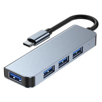 USB 3.1 Type-C хаб-розгалужувач на 4 порти USB 3.0/2.0, металевий, підтримка BC1.2
