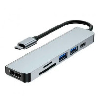 USB 3.1 Type-C хаб розгалужувач з 2x USB 3.0, HDMI, кардрідер, PD, металевий корпус