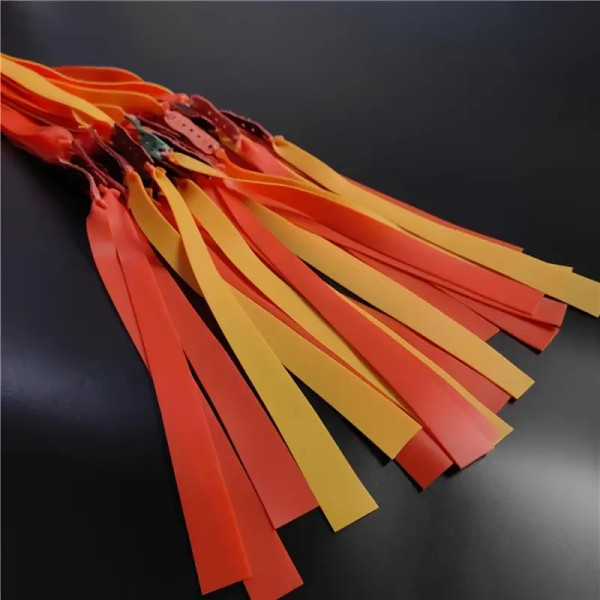 Плоскі гумки для рогатки 5 шт, латексні жгути 0.8 мм 47 см з кожеткою для спортивної та розважальної стрільби