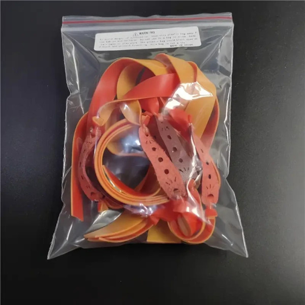 Плоскі гумки для рогатки 5 шт, латексні жгути 0.8 мм 47 см з кожеткою для спортивної та розважальної стрільби