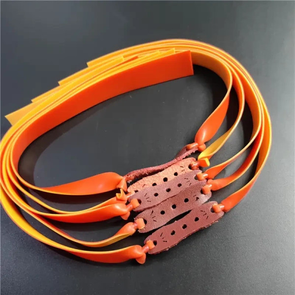Плоскі гумки для рогатки 5 шт, латексні жгути 0.8 мм 47 см з кожеткою для спортивної та розважальної стрільби
