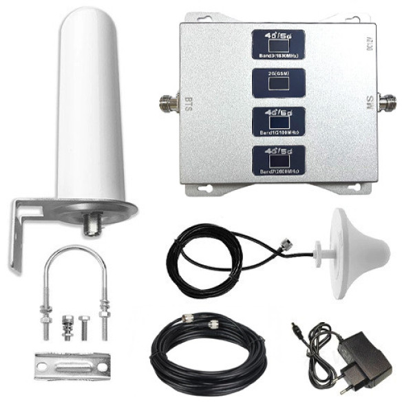 GSM репітер 4 діапазони 900/1800/2100/2600 підсилювач зв’язку 3G 4G LTE мобільний сигнал