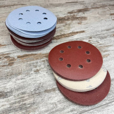 Набір шліфувальних кругів 100 шт 125 мм 8 отворів на липучці універсальні для дерева та металу