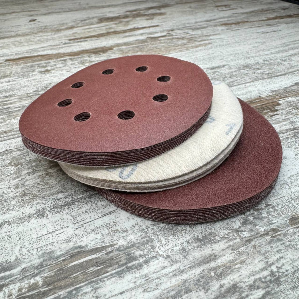Набір шліфувальних кругів 100 шт 125 мм 8 отворів на липучці універсальні для дерева та металу