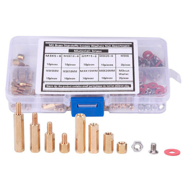 Набір латунних стояк М3 120шт з гвинтами, монтажні 6-гранні міжплатні стійки для електроніки