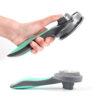 Щітка масажна для котів і собак, гребінець самоочисний для шерсті T9 пластиковий ергономічний