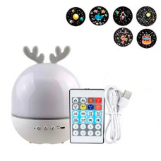 Акумуляторний нічник-проектор зі змінними картинками та функцією Bluetooth колонки та таймером