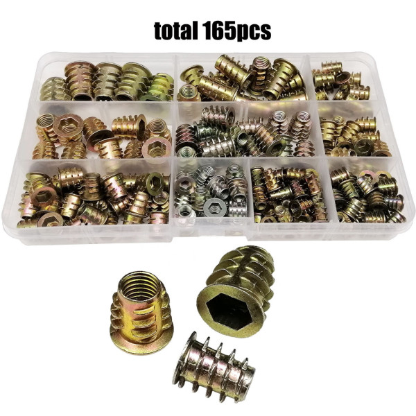 Набор мебельных муфт 165шт M4 M5 M6 M8, резьбовые вставки для дерева, крепеж мебельный